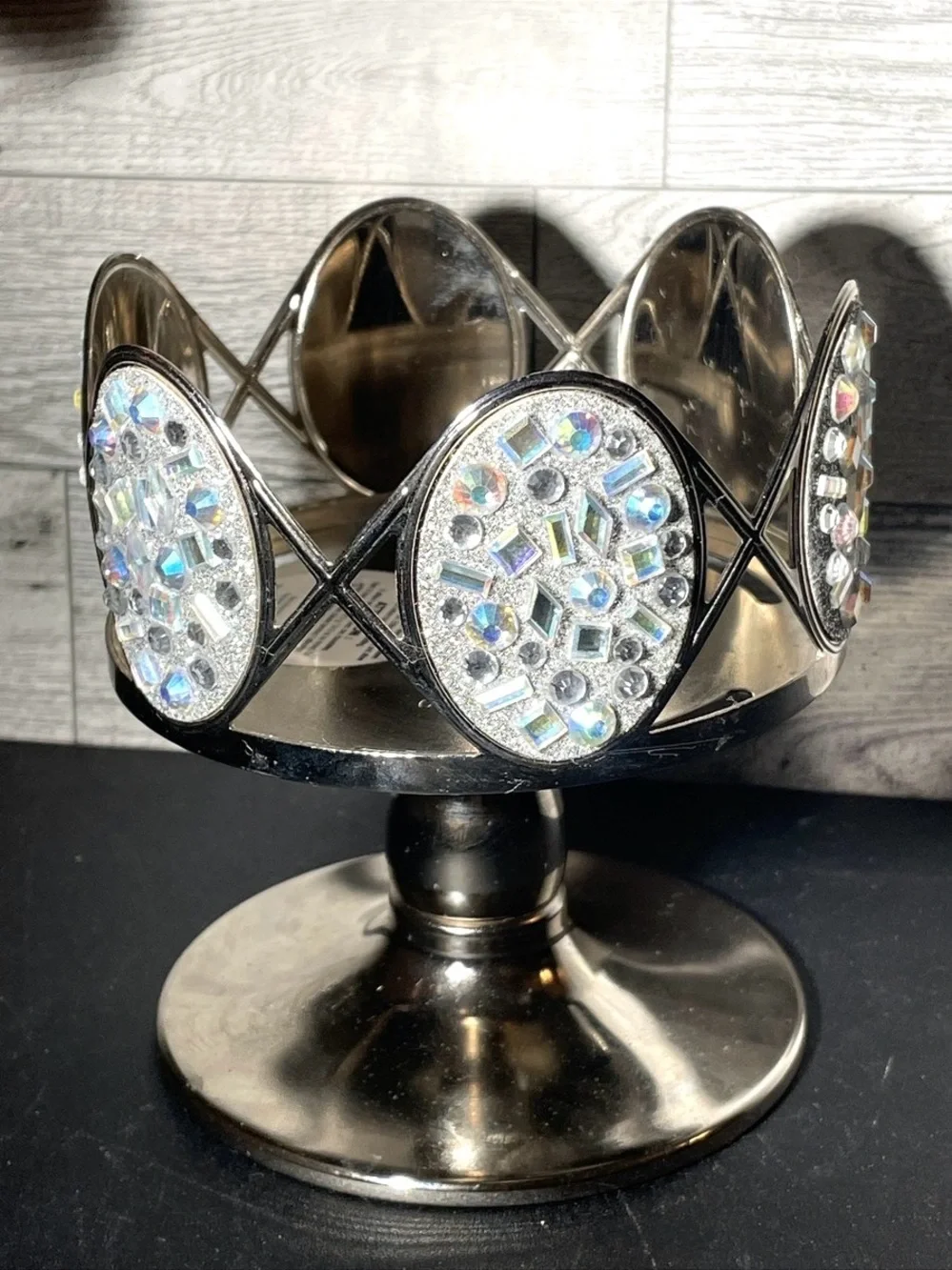 Bath & Body Works Crystal Mosaic Silver Candle Holder 3-Wick very hard to find - Picture 3 of 7